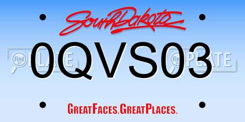 0QVS03 South Dakota License Plate