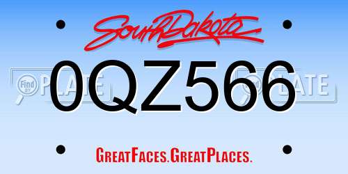 0QZ566 South Dakota License Plate