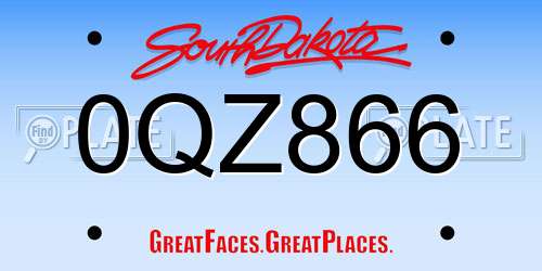 0QZ866 South Dakota License Plate