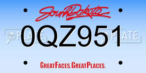 0QZ951 South Dakota License Plate