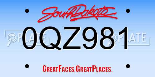 0QZ981 South Dakota License Plate