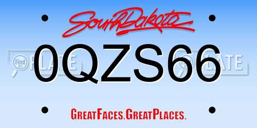 0QZS66 South Dakota License Plate