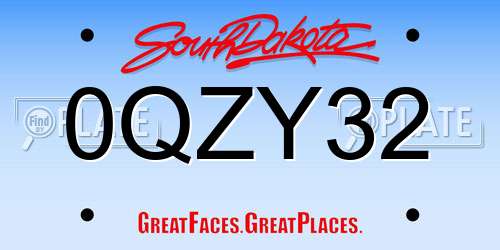 0QZY32 South Dakota License Plate