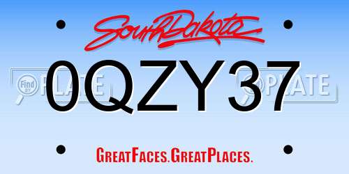 0QZY37 South Dakota License Plate