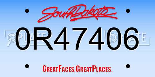 0R47406 South Dakota License Plate