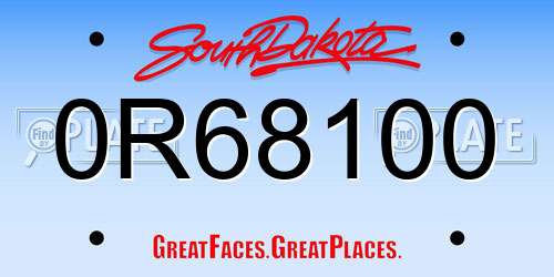 0R68100 South Dakota License Plate