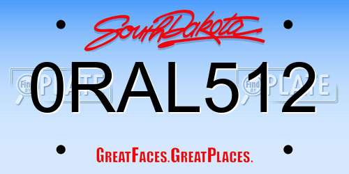 0RAL512 South Dakota License Plate