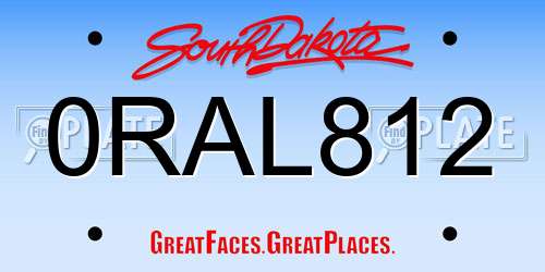0RAL812 South Dakota License Plate