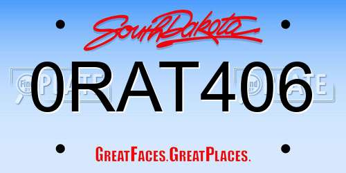 0RAT406 South Dakota License Plate