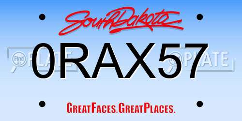 0RAX57 South Dakota License Plate
