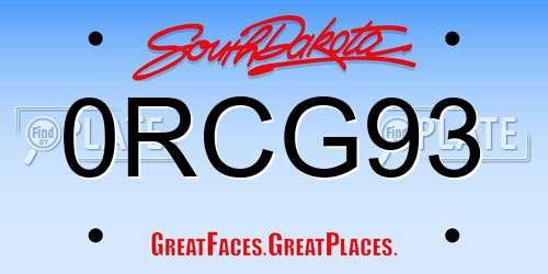 0RCG93 South Dakota License Plate