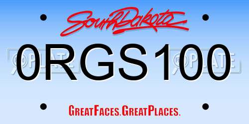 0RGS100 South Dakota License Plate