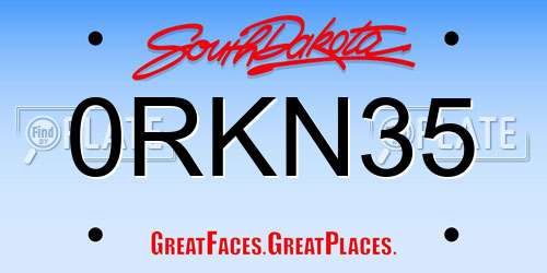0RKN35 South Dakota License Plate