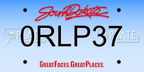 0RLP37 South Dakota License Plate