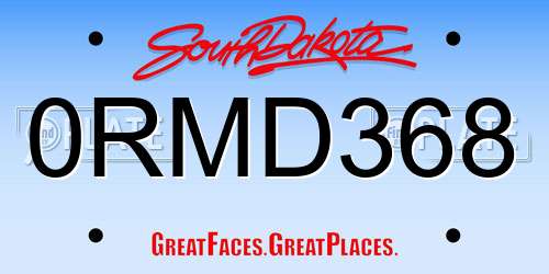 0RMD368 South Dakota License Plate
