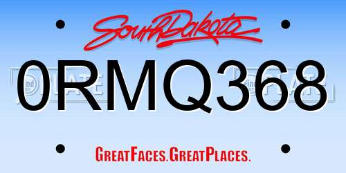 0RMQ368 South Dakota License Plate