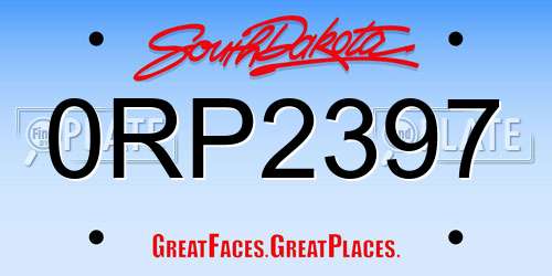0RP2397 South Dakota License Plate