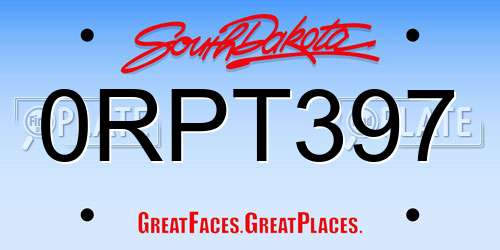 0RPT397 South Dakota License Plate