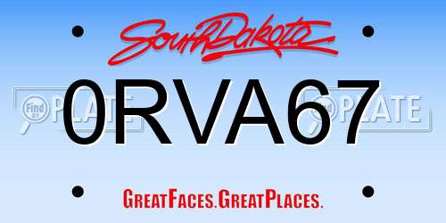 0RVA67 South Dakota License Plate