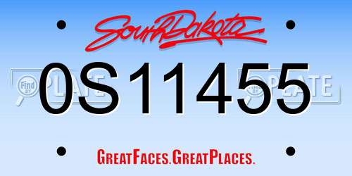 0S11455 South Dakota License Plate