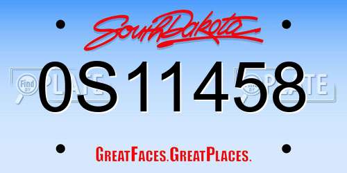 0S11458 South Dakota License Plate