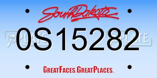 0S15282 South Dakota License Plate