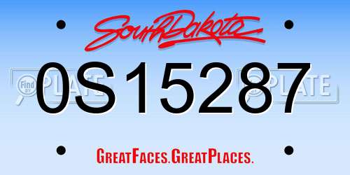 0S15287 South Dakota License Plate