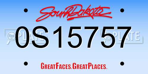 0S15757 South Dakota License Plate