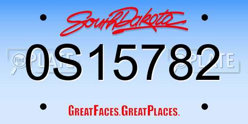 0S15782 South Dakota License Plate