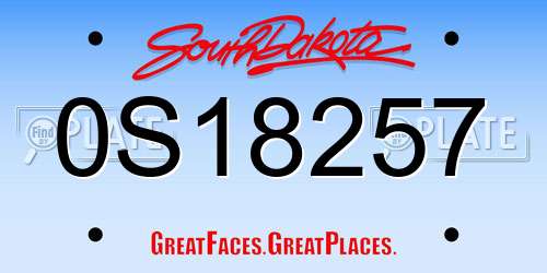 0S18257 South Dakota License Plate