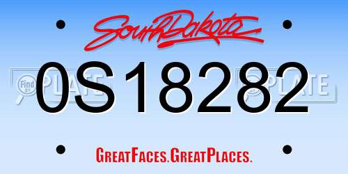 0S18282 South Dakota License Plate