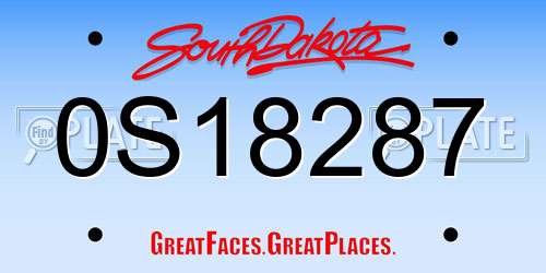 0S18287 South Dakota License Plate