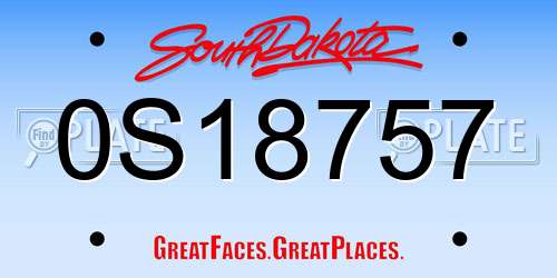0S18757 South Dakota License Plate