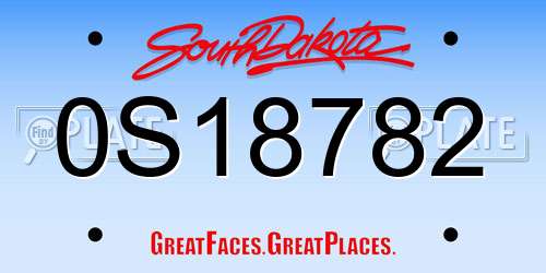 0S18782 South Dakota License Plate
