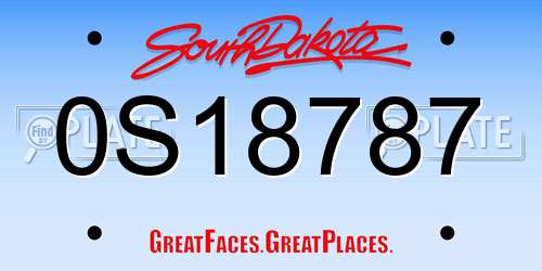 0S18787 South Dakota License Plate