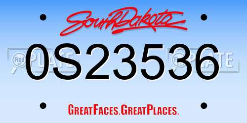 0S23536 South Dakota License Plate