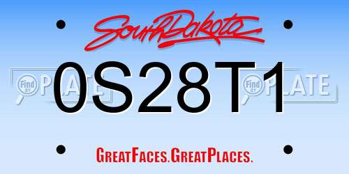0S28T1 South Dakota License Plate