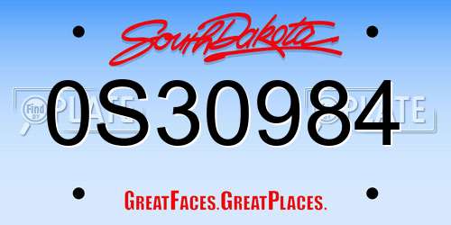 0S30984 South Dakota License Plate