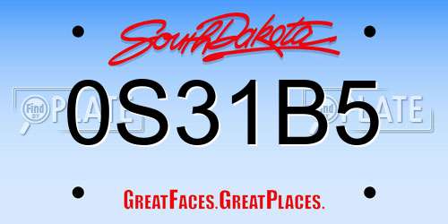 0S31B5 South Dakota License Plate