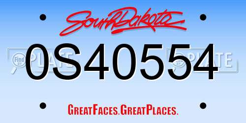 0S40554 South Dakota License Plate
