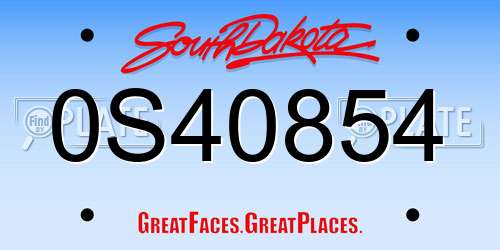 0S40854 South Dakota License Plate