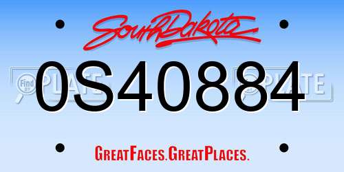 0S40884 South Dakota License Plate