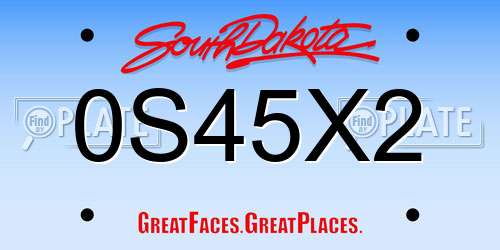 0S45X2 South Dakota License Plate