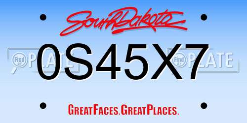 0S45X7 South Dakota License Plate