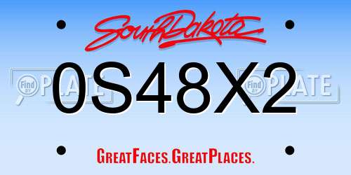 0S48X2 South Dakota License Plate