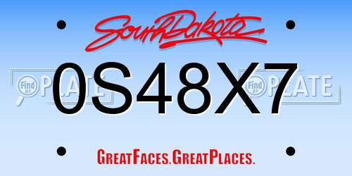 0S48X7 South Dakota License Plate