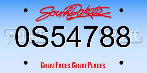 0S54788 South Dakota License Plate