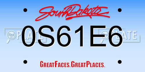 0S61E6 South Dakota License Plate