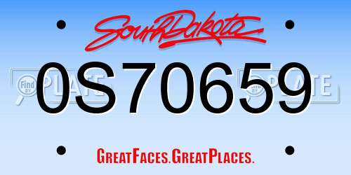 0S70659 South Dakota License Plate