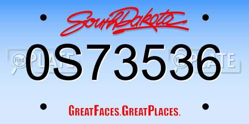 0S73536 South Dakota License Plate